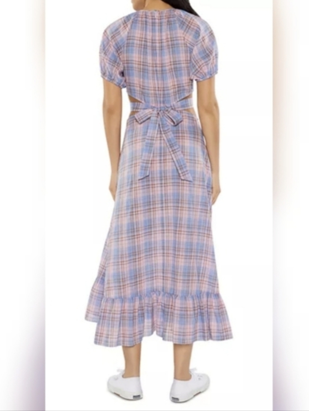 Likely Payson Side Cutout Plaid Cottagecore Tiered Ruffle Hem Dress - Picture 2 of 6